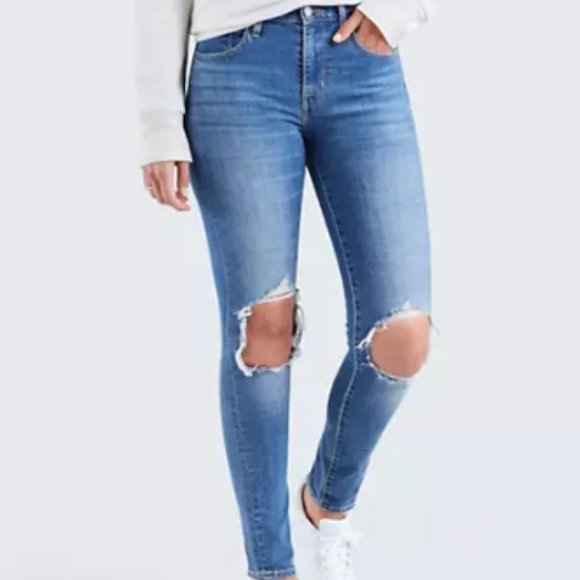 Levi's 721 High Rise Ripped Skinny Jeans Size 24 - Picture 1 of 3